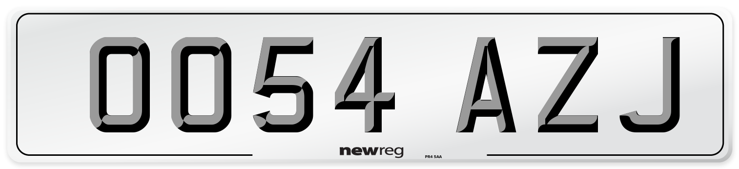 OO54 AZJ Number Plate from New Reg